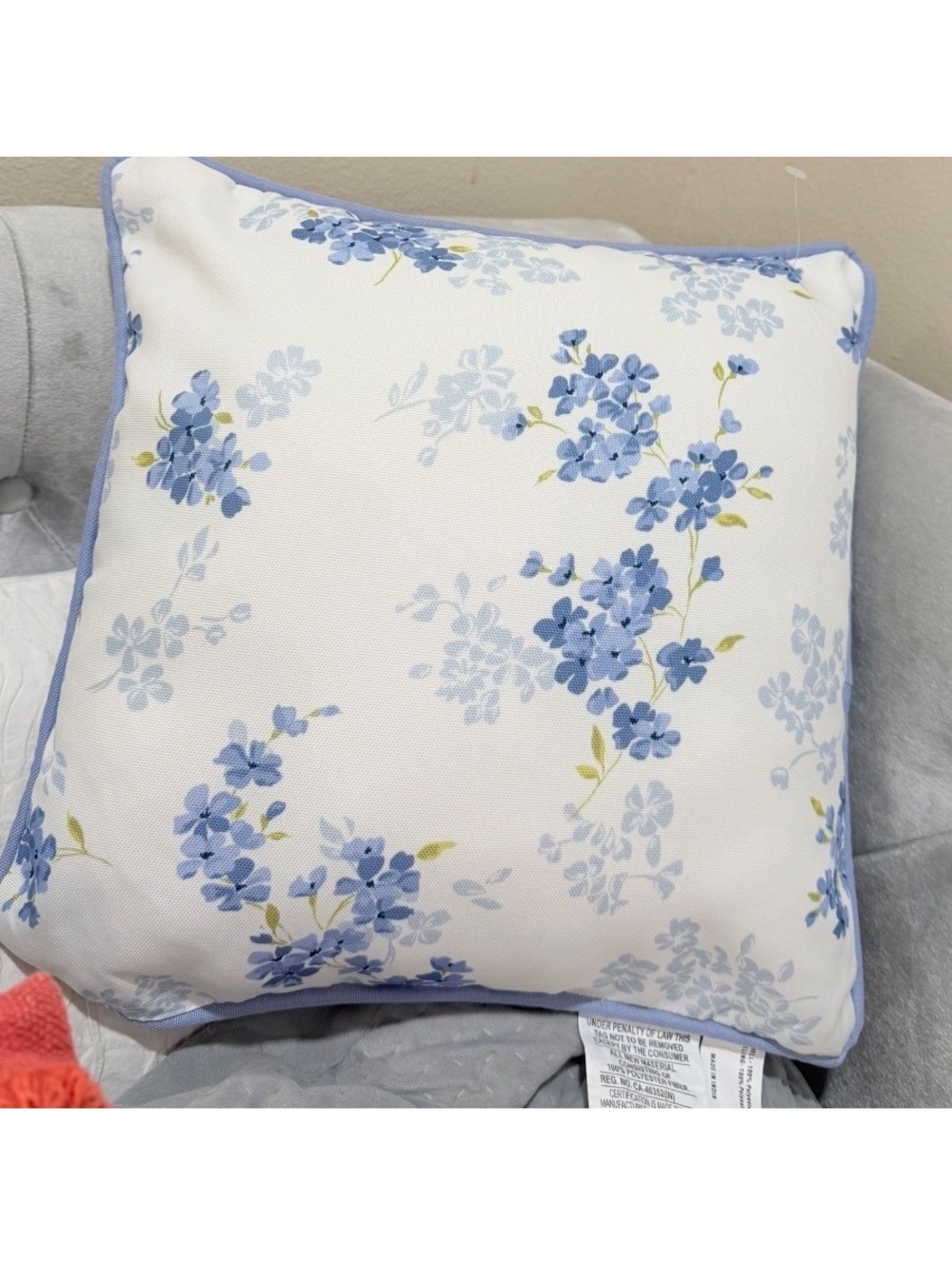 NWT Hobby Lobby Blue & White Floral Pillow